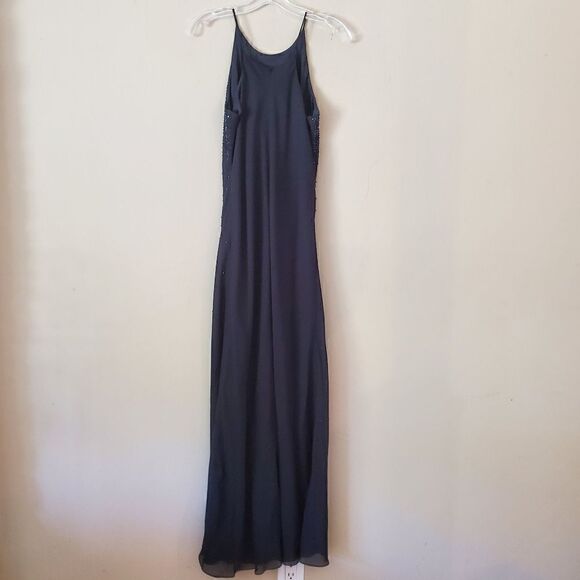 CHELSEA NIGHTS Women's Maxi Dress Black Size 8 Embellished Y2K Prom Gothic - Picture 5 of 9